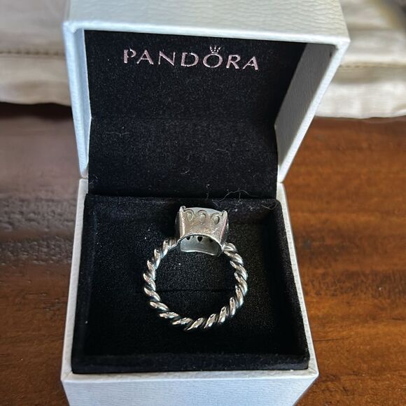 Pandora Twisted Silver Ring Mother of Pearls Sz 7 with original box Impeccable - Picture 7 of 11